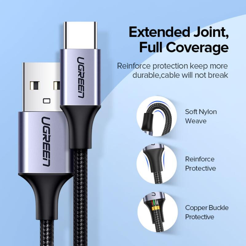 Cabo de Dados Ugreen Us288 Usb 2.0 p Usb Tipo C 2m Preto