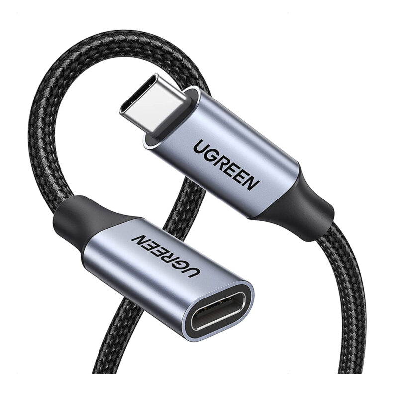UGREEN USB-C Male to USB-C Female Gen2 Alu Case Braided Extension Cable 1m (Dark gray) 30205