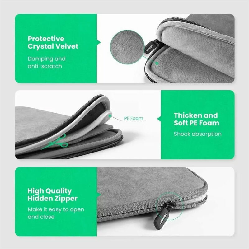 Case Bolsa Portátil Ugreen para Notebook de 13,3 pol. Cinza