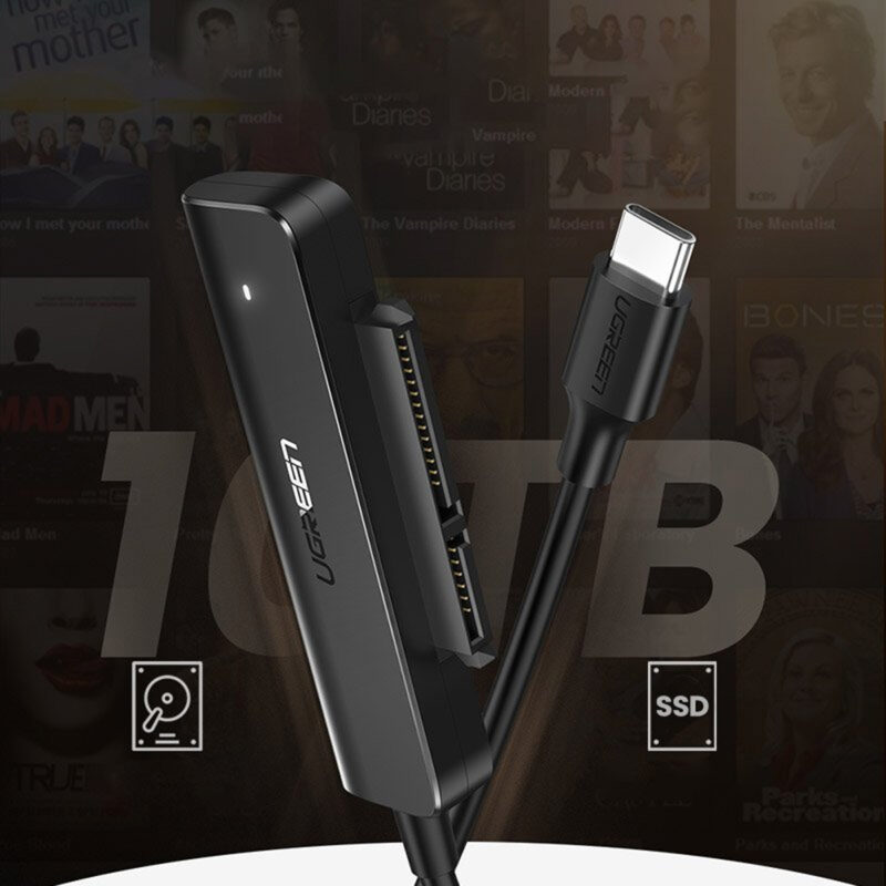 Cabo Adaptador Usb C Macho Ugreen para Sata 2.5 pol. Preto