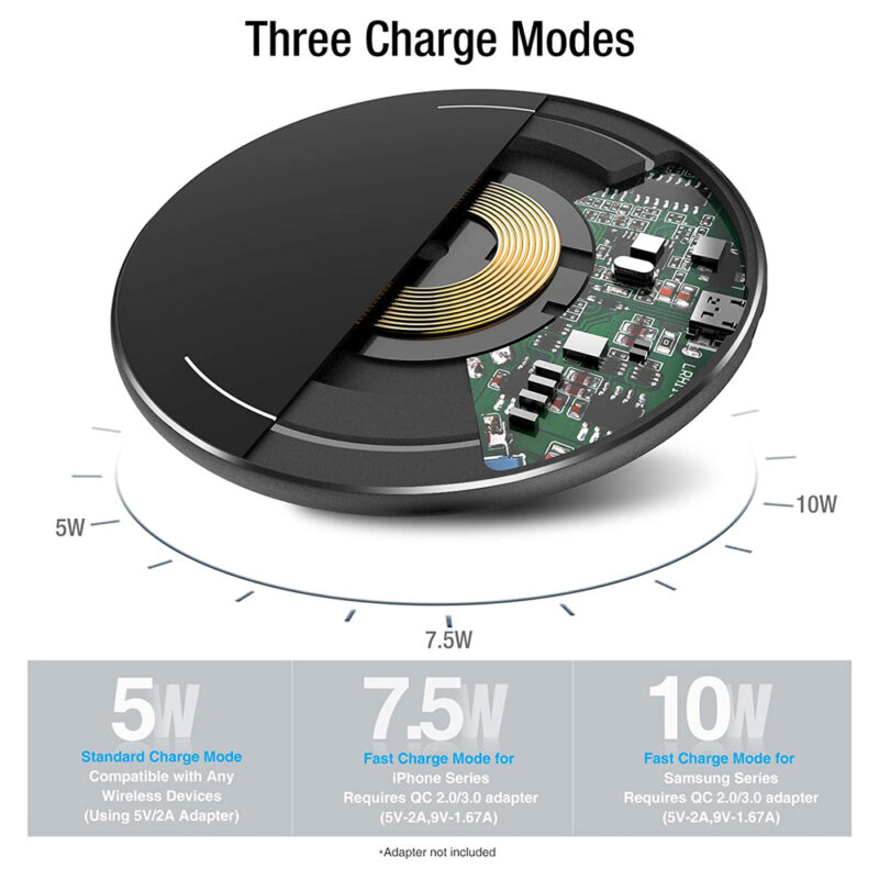 Carregador Sem Fio Tozo W1 e Cabo Usb-C/A Qc 2.0/3.0 Preto