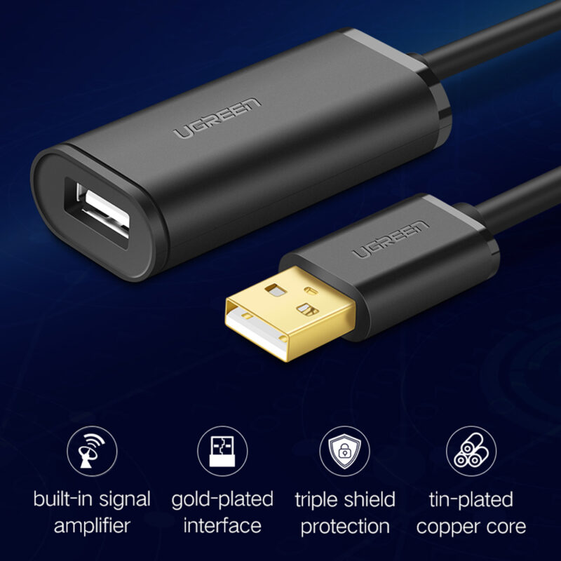 Cabo Extensão Ativo Ugreen Usb 2.0 Macho p Fêmea 5 Metro