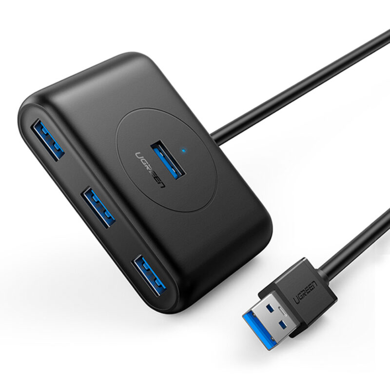 Hub Usb 3.0 Ugreen 4 em 1 Comp. do Cabo 1 Metro Preto
