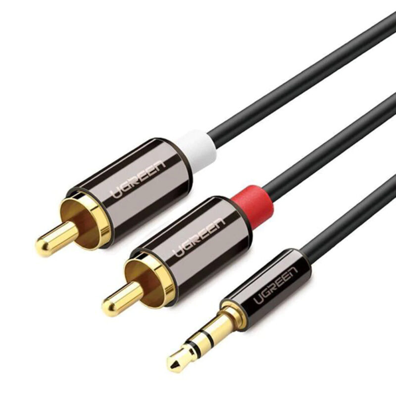 Cabo de Áudio 3.5mm Ugreen Macho para 2Rca 1 Metro Preto