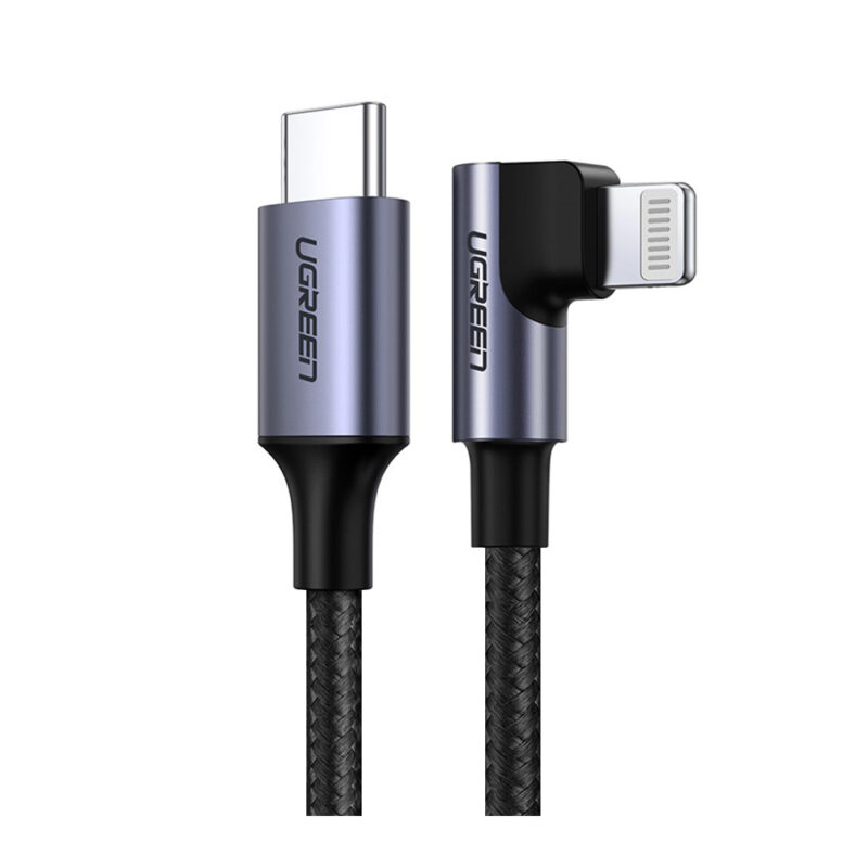 Cabo Carregamento Ugreen Tipo C Lightning 90º Apple Cert MFi
