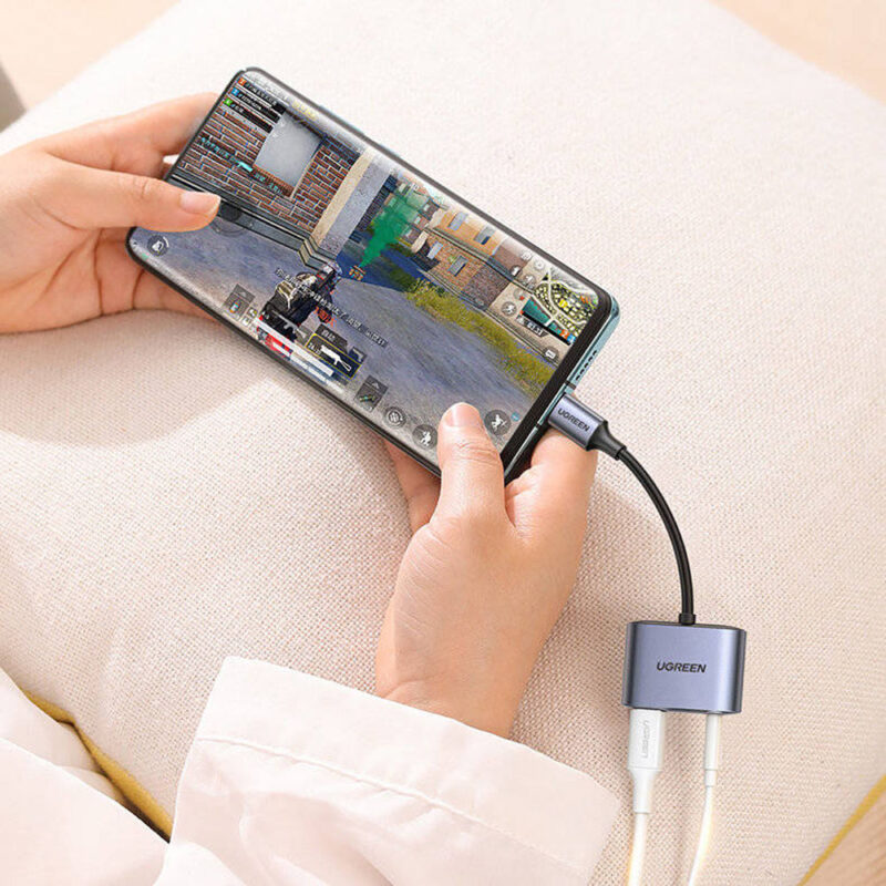 Adaptador Áudio Ugreen Usb C para 3.5mm com Porta Usb C Pd
