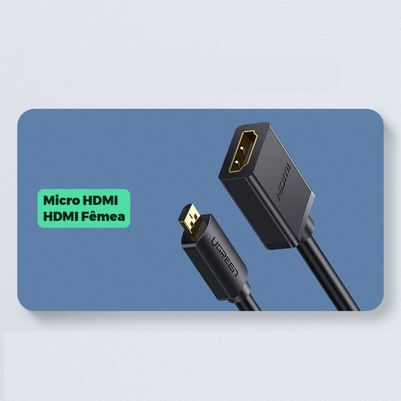 Cabo Adaptador Micro Hdmi para Hdmi Ugreen 22cm Preto