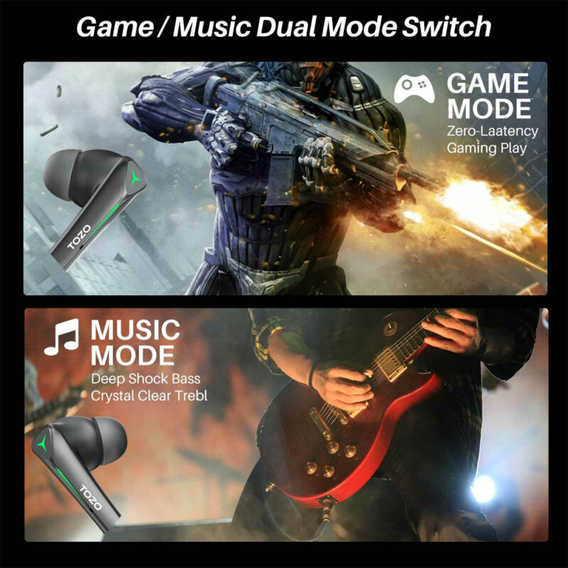 Fone Ouvido In-Ear Tozo G1s Gaming Pods Bluetooth 5.3 Preto