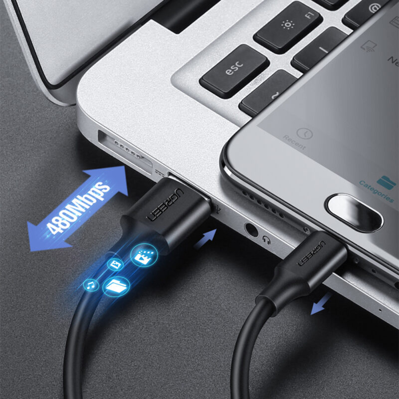 Cabo Usb 2.0 para Micro Usb Ugreen Macho 1.5 Metros Preto