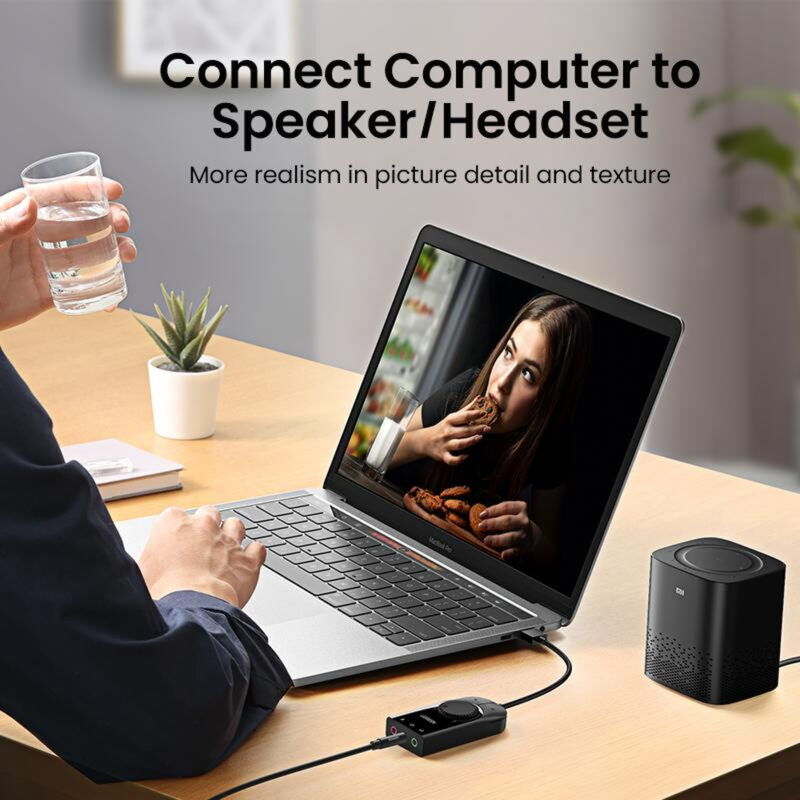 Adaptador Áudio Externo Ugreen 3 em 1 Interf. Usb 2.0 15cm