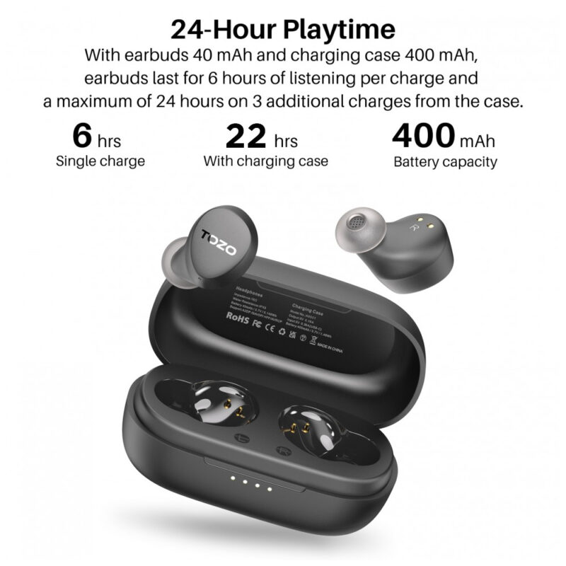 Fone de Ouvido In-Ear Tozo Agile Dots Bluetooth 5.3 Preto