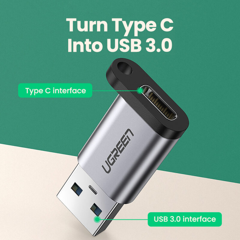 Adaptador Ugreen Us276 Usb 3.0 para Usb Tipo C Cinza