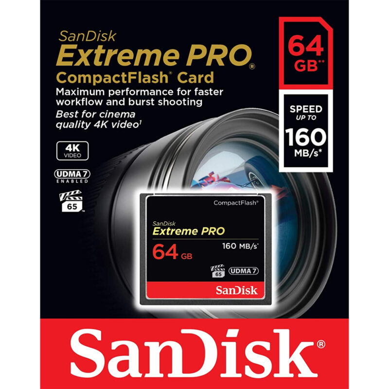 Cartão Memória CompactFlash 64gb Sandisk Extreme Pro 160Mbs