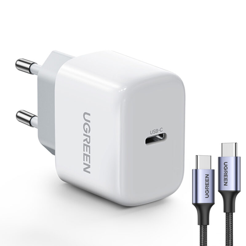 Carregador Usb-C Ugreen  Pd 20W e Cabo Tipo C 480Mbs 3A (K-3062-3048)