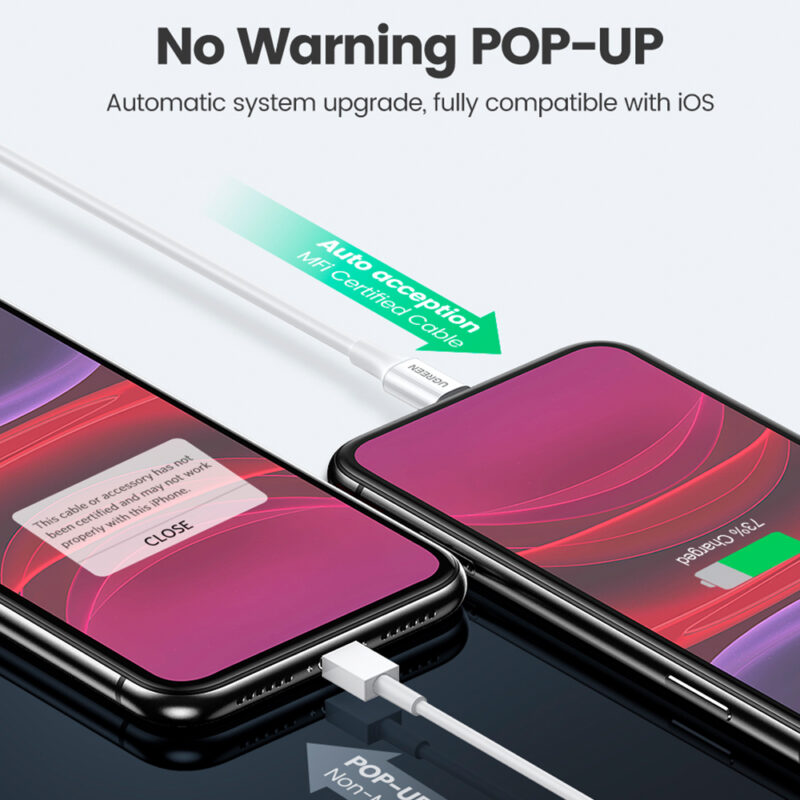Cabo de Dados Ugreen Usb Tipo A p Lightning 2m Cert. MFi