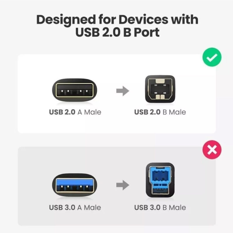 Ugreen Cabo Impressora Usb 2.0 A/B  Canon Epson Hp 3Metro