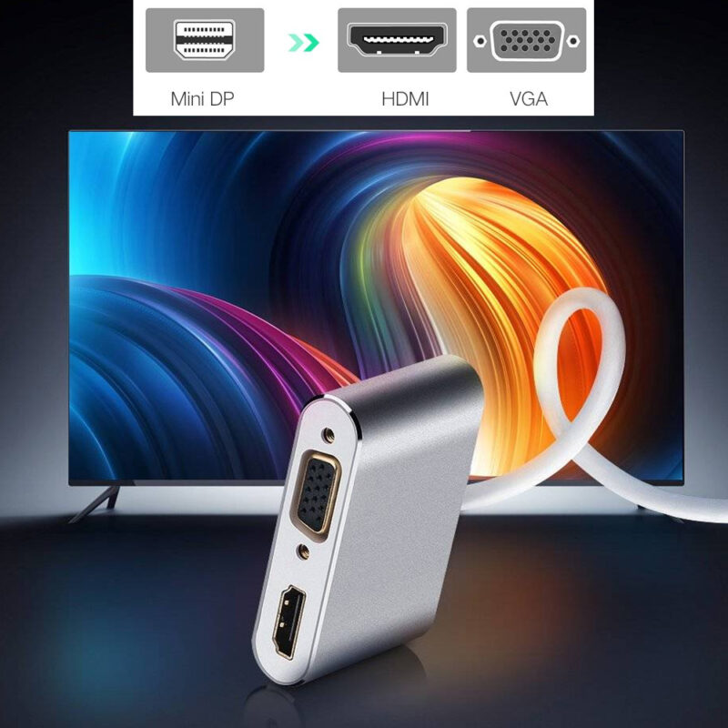 Hub Adaptador Mini Dp DisplayPort Ugreen p/Hdmi Vga Prata
