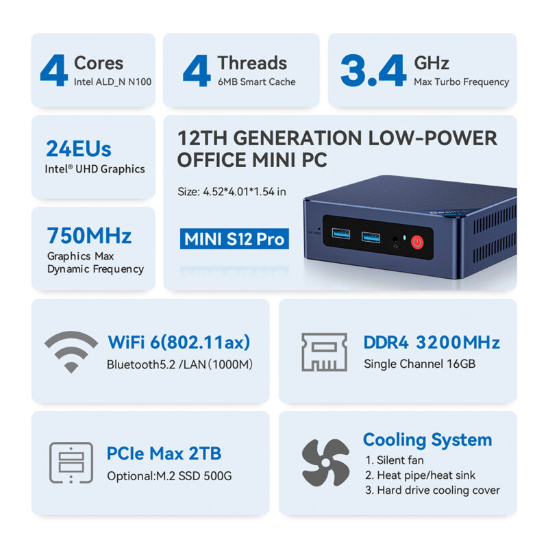 Mini Pc Beelink Mini S 12 Pro 500gb 16gb Alder Lake N100
