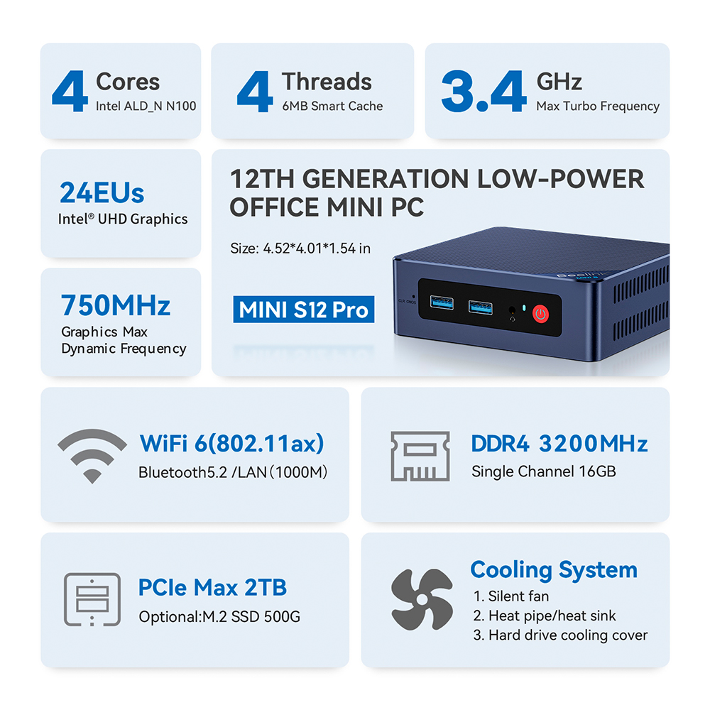 Mini Pc Beelink Mini S 12 Pro 500gb 16gb Alder Lake N100 Mini Pc Beelink Mini S 12 Pro 500gb 16gb Alder Lake N100