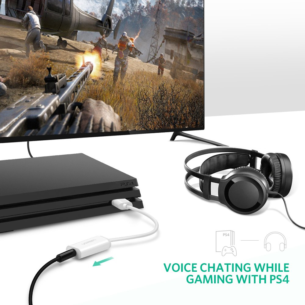 Adaptador Usb Ugreen para 3.5mm Som Externo Estéreo Branco