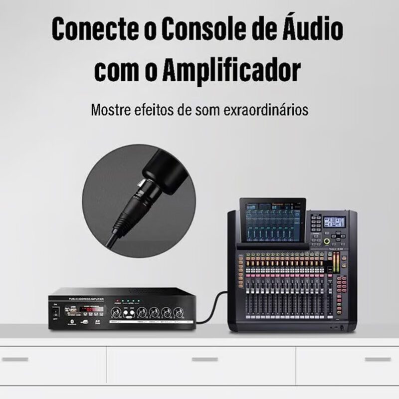 Cabo de Áudio Microfone Xlr Ugreen Macho/Fêmea 8 Metros Preto