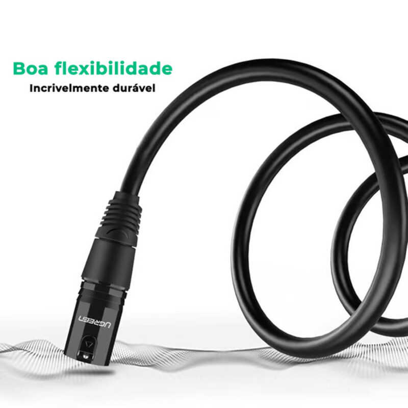 Cabo de Áudio Microfone Xlr Ugreen Macho/Fêmea 8 Metros Preto
