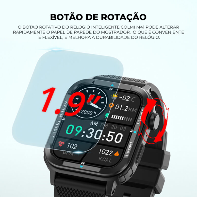Smartwatch Colmi M41 Bt 5.2 Android Ios Tela 1.9 pol. Preto