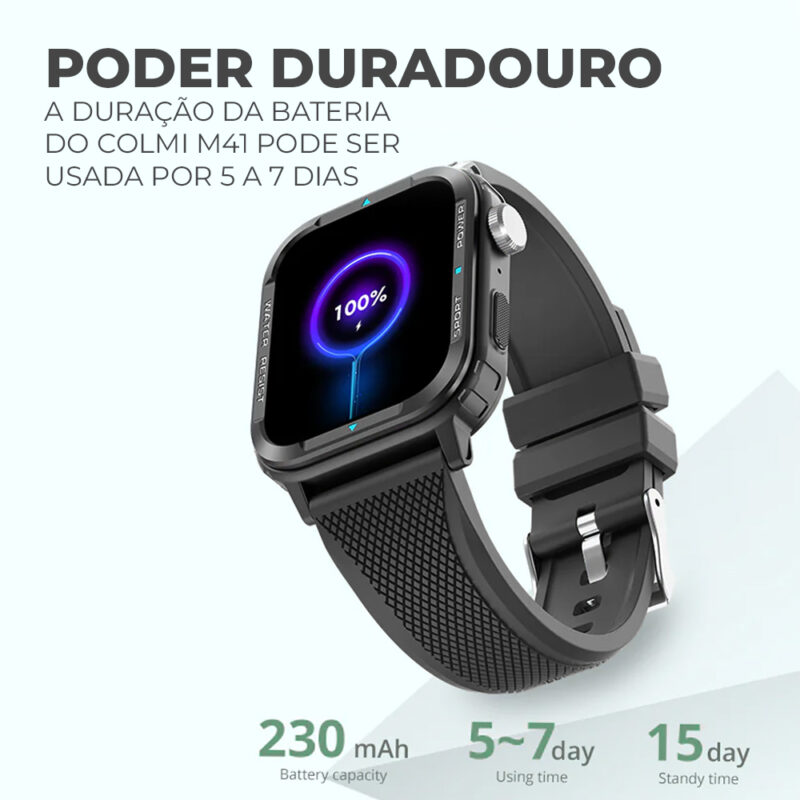 Smartwatch Colmi M41 Bt 5.2 Android Ios Tela 1.9 pol. Preto