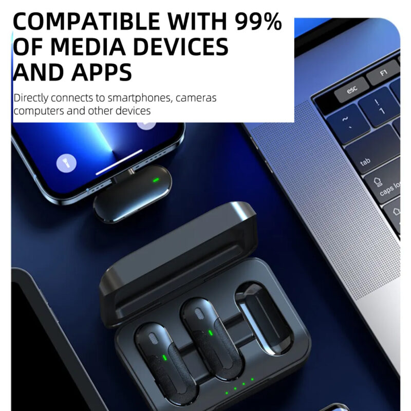 Microfone de Lapela Vimai M8-2L p/Dispositivos Ios Preto