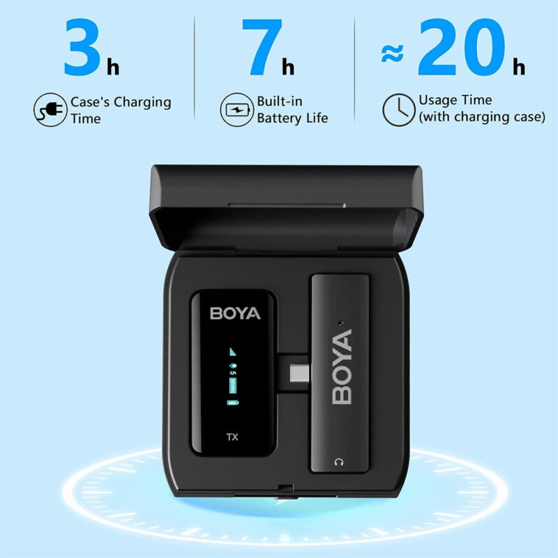Sistema Microfone Boya By-xm6-k5 Lapela 2.4G p/Usb-C Preto