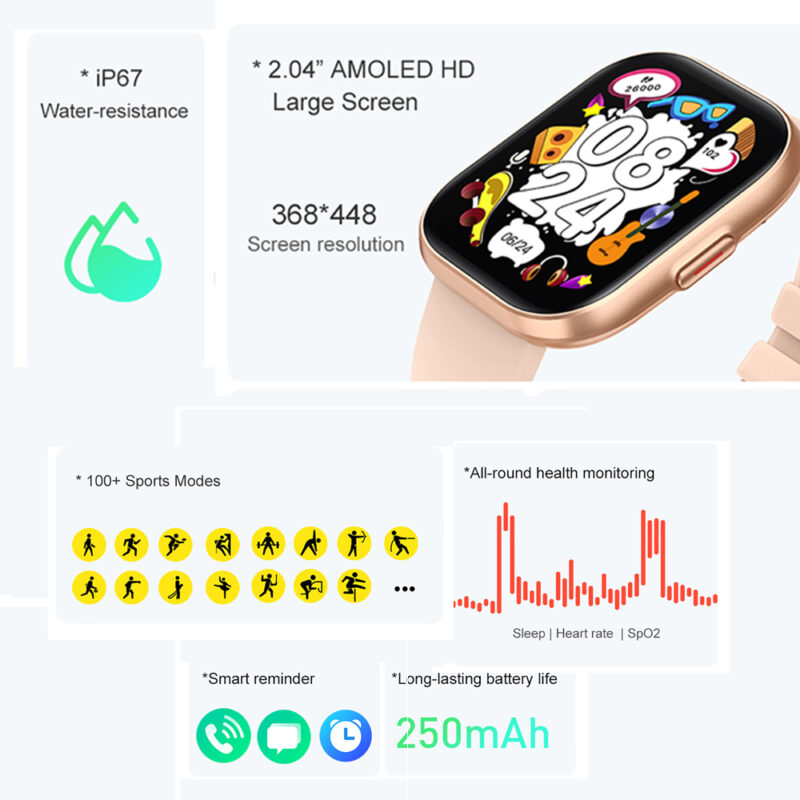 Relógio Smartwatch Colmi P68 Bt 5.2 Android Ios Tela 2.4 pol. Gold