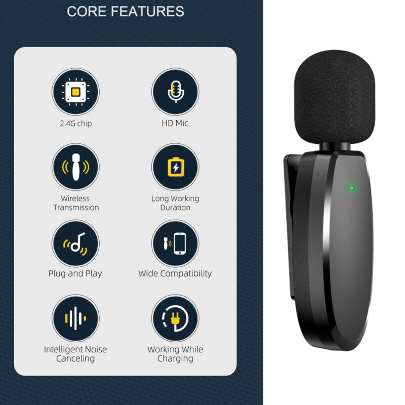 Microfone de Lapela Vimai Ap004-2 p/Dispositivos Usb-C Preto