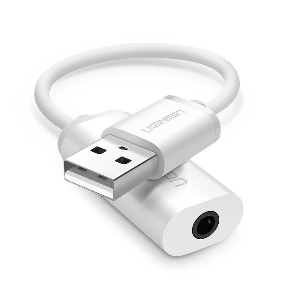 Adaptador Usb Ugreen para 3.5mm Som Externo Estéreo Branco