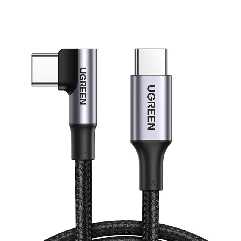 Ugreen USB-C 2.0 Male To Angled USB-C 2.0 Male 5A Data Cable(90°Angle) 1M 70643