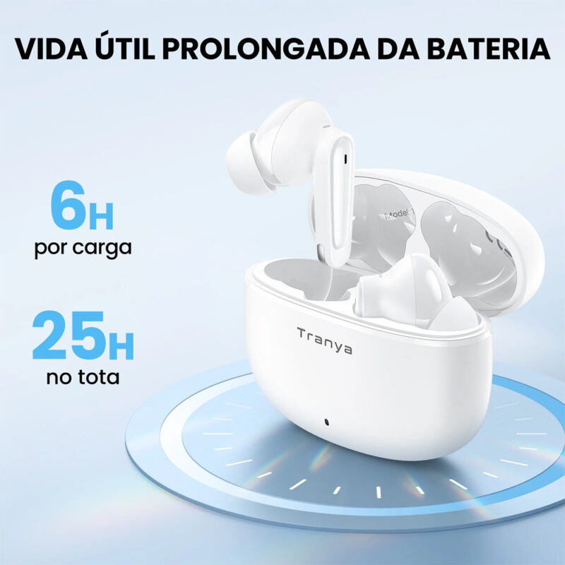 Tranya T50 Fone de Ouvido Sem Fio Bluetooth 5.3 Branco