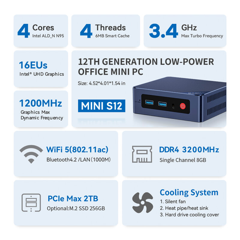 Mini Pc Beelink Mini S12 256gb 16gb Ram Intel Alder Lake