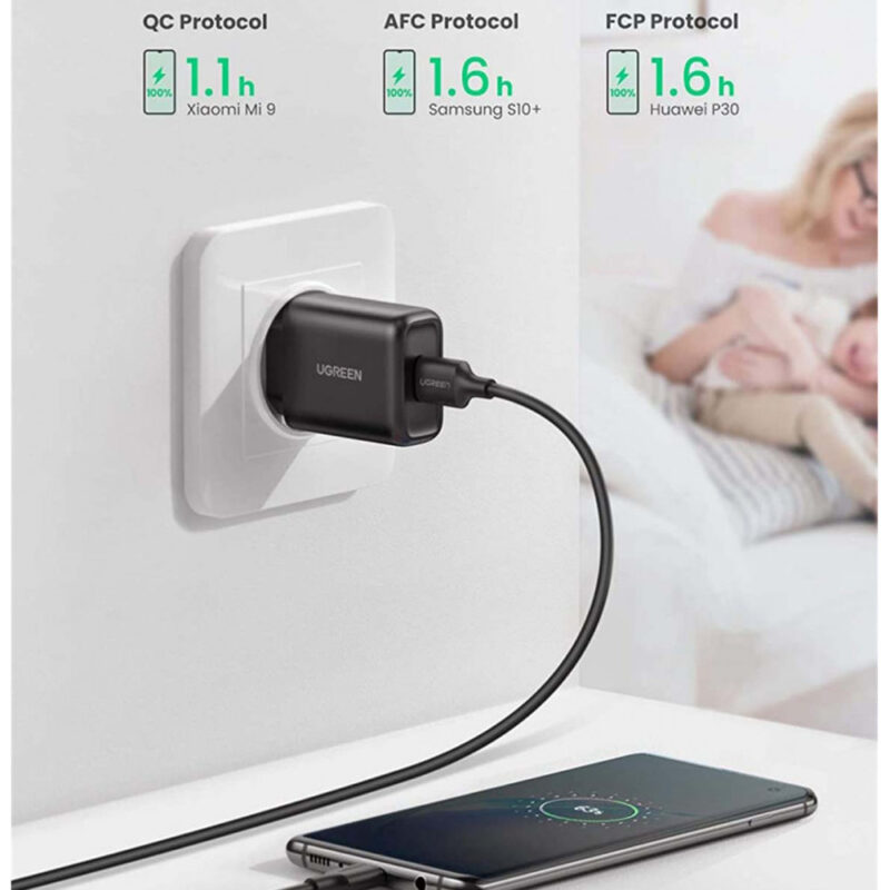 Carregador Rápido Ugreen Porta Usb A Turbo 18W Qc 3.0 Preto