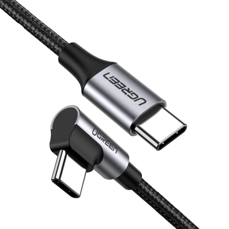 Ugreen USB-C 2.0 Male To Angled USB-C 2.0 Male 5A Data Cable(90°Angle) 1M 70643