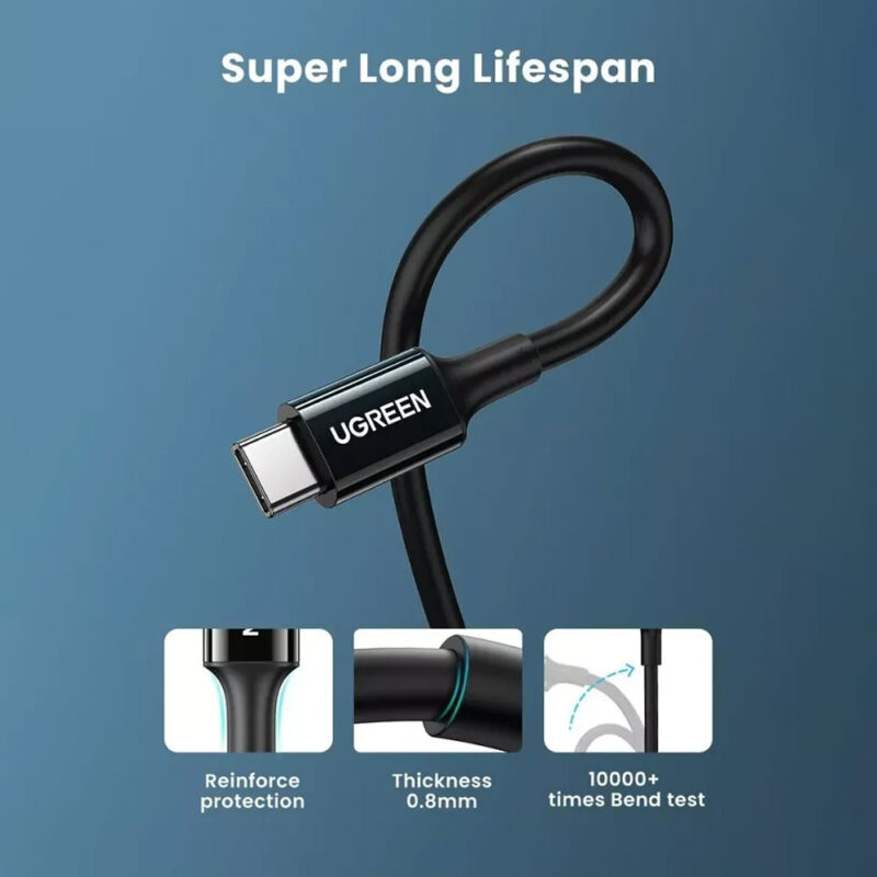 Ugreen Type C 2.0 Male To Type C 2.0 Male 5A Data Cable Black 1M 80371