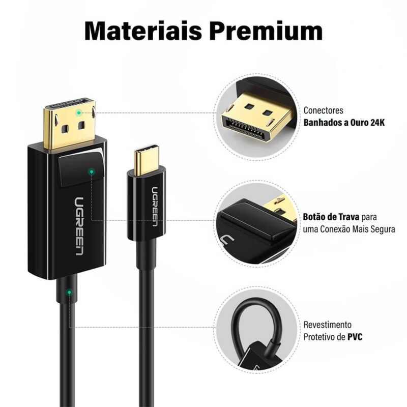 Ugreen MM139 USB-C To DP Cable Black 1.5M 50994