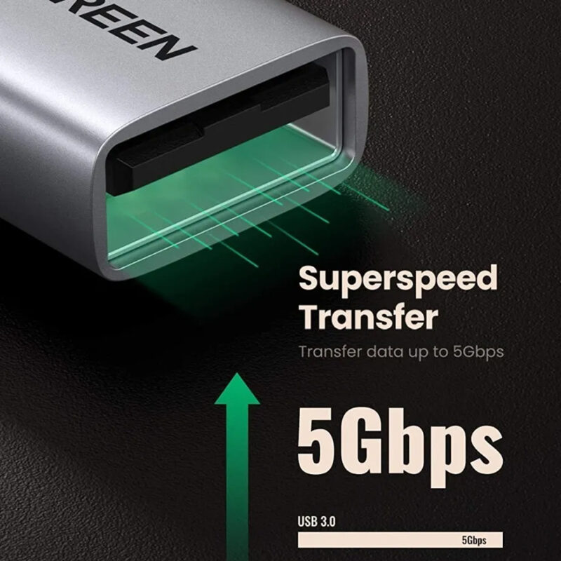 Adaptador Ugreen Usb Tipo C Macho para Usb 3.0 Fêmea Cinza