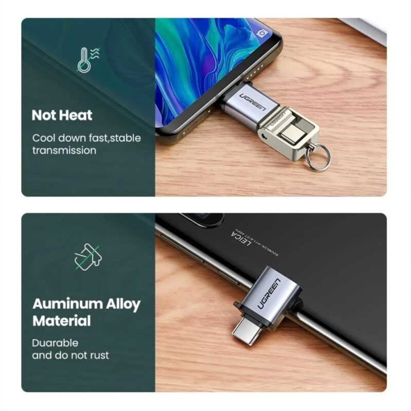 Adaptador Ugreen Usb Tipo C Macho para Usb 3.0 Fêmea Cinza