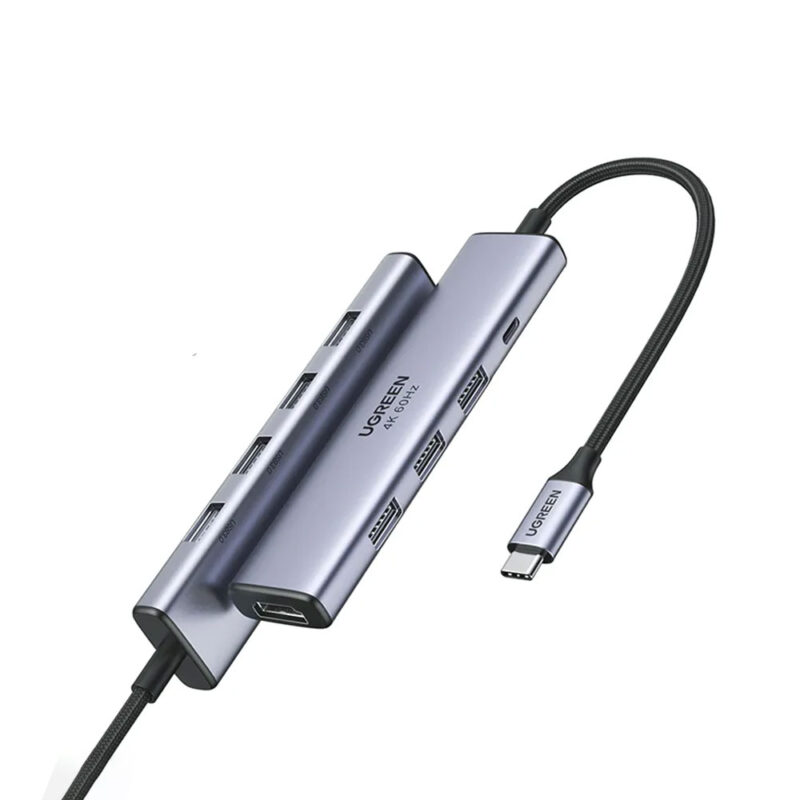 Hub Adaptador Ugreen 5in1 p/Usb C Hdmi 60Hz+100W Alimentação