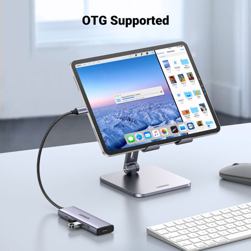 Hub Adaptador Ugreen 5in1 p/Usb C Hdmi 60Hz+100W Alimentação