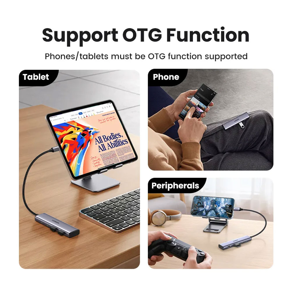 Hub Adaptador Ugreen 4 em 1 para Usb Tipo C Macho 5Gbps