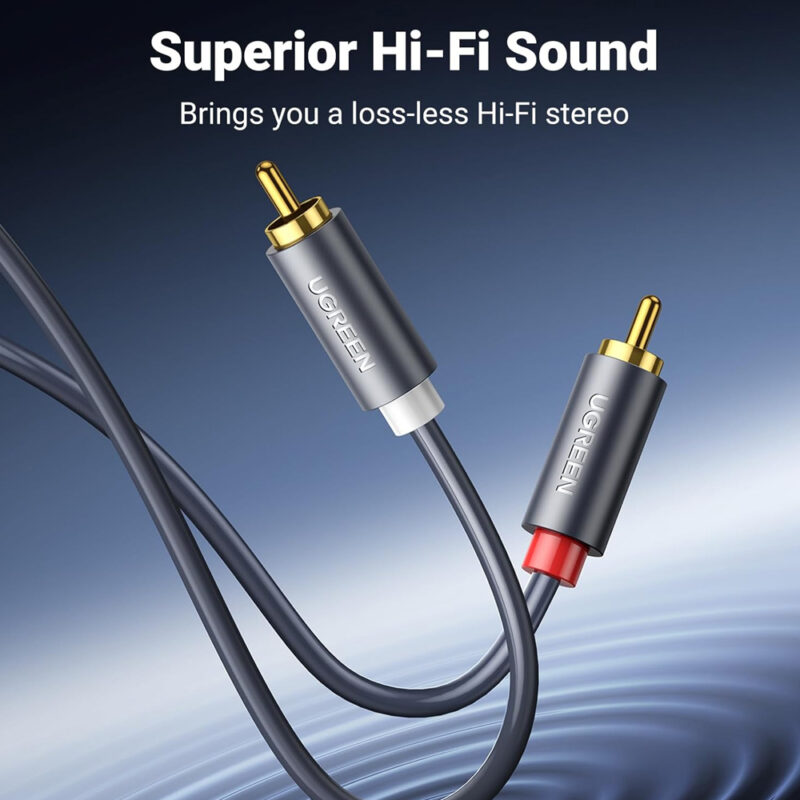 Cabo de Áudio Estéreo Ugreen 2Rca Macho/Macho Hi-Fi 3M Preto