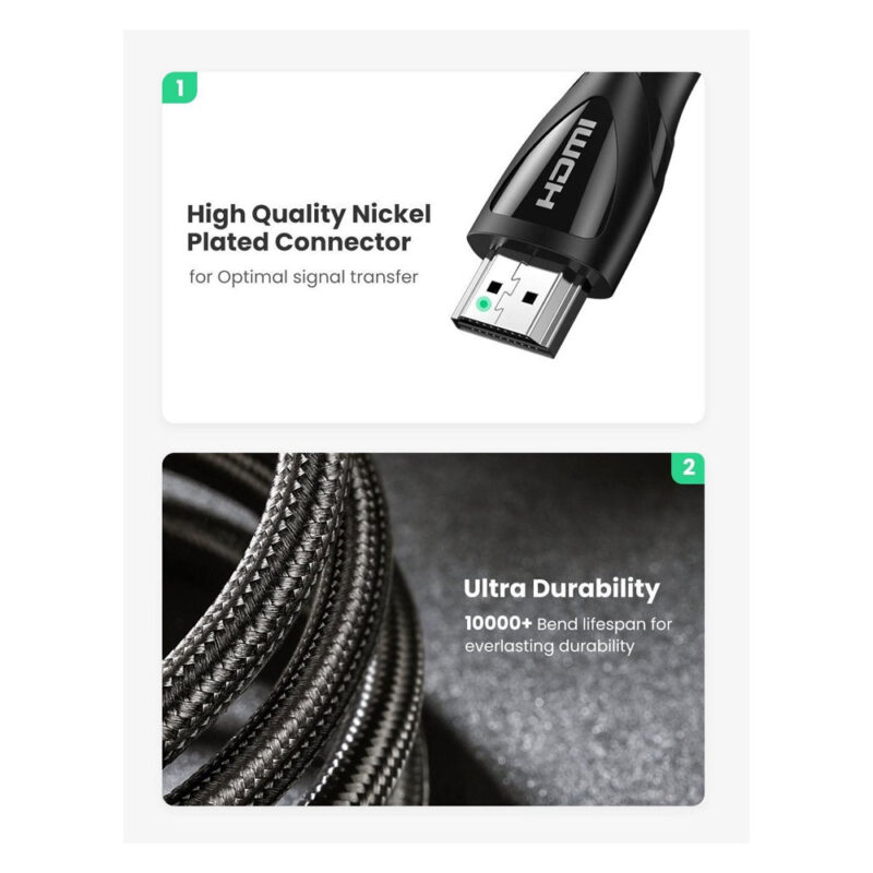 Cabo de Vídeo Ugreen Hdmi 2.1 Macho/Macho 8k60Hz 1M Preto