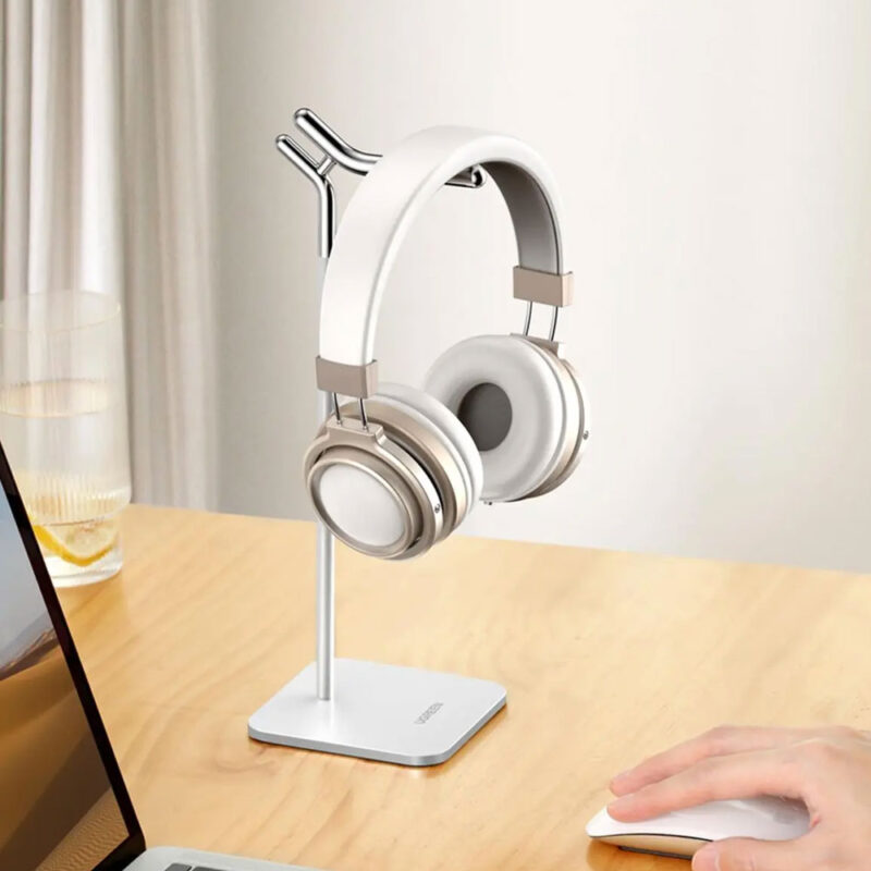 Suporte de Mesa Headset Ugreen para Fone Ouvido Metal Prata