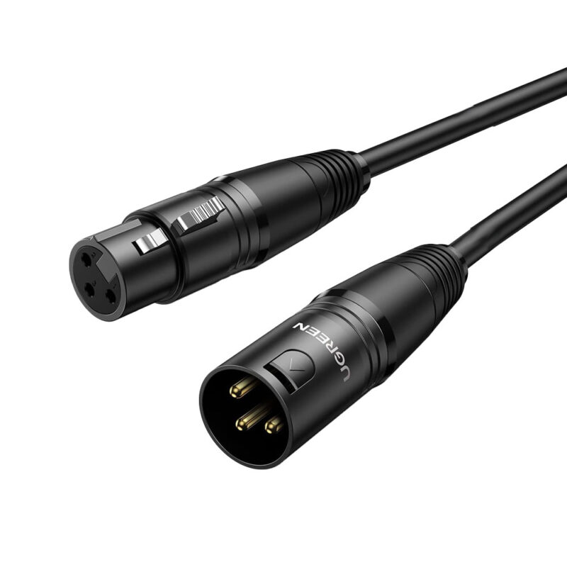 Cabo de Áudio Microfone Ugreen XLR Macho pra Fêmea 10M Preto