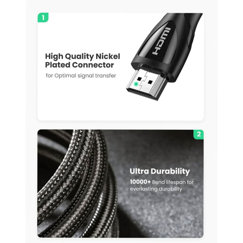 Cabo de Vídeo Ugreen Hdmi 2.1 8k-60Hz Macho/Macho 5M Preto